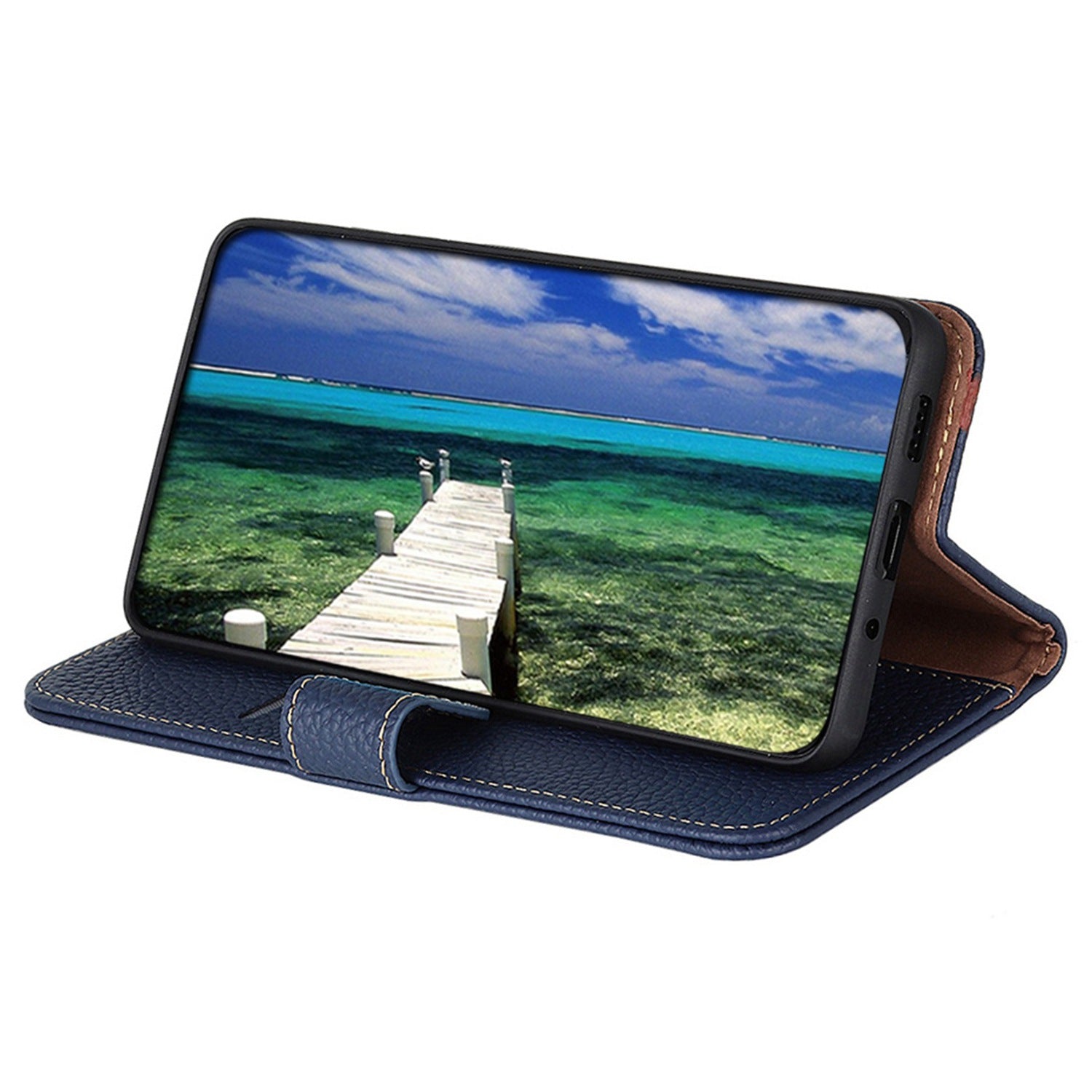 KHAZNEH For Motorola Moto G04 4G / G24 4G Case Viewing Stand Genuine Cow Leather Phone Cover KHAZNEH For Motorola Moto G04 4G / G24 4G Case Viewing Stand Genuine Cow Leather Phone Cover